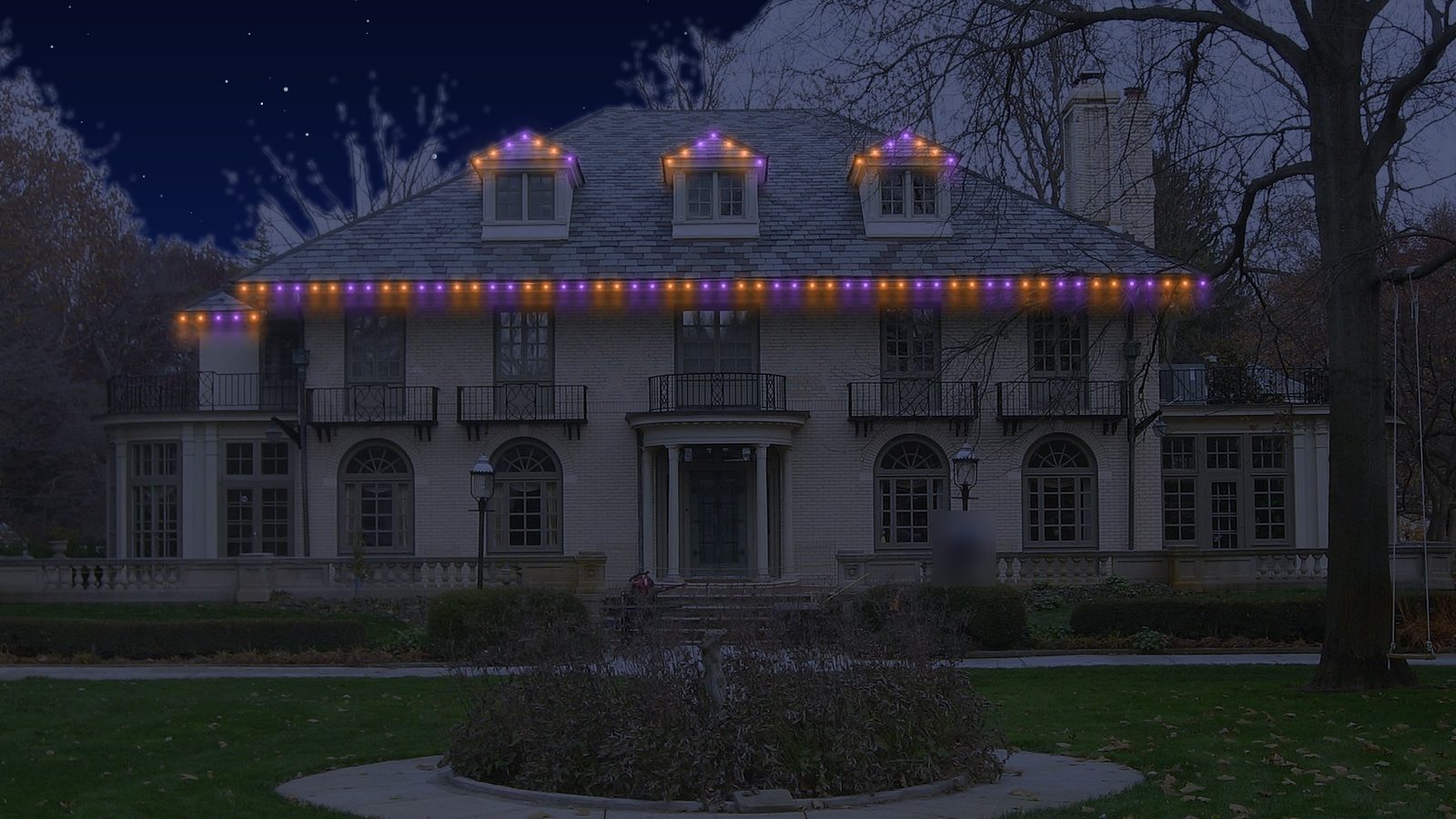 The same home in orange and purple.