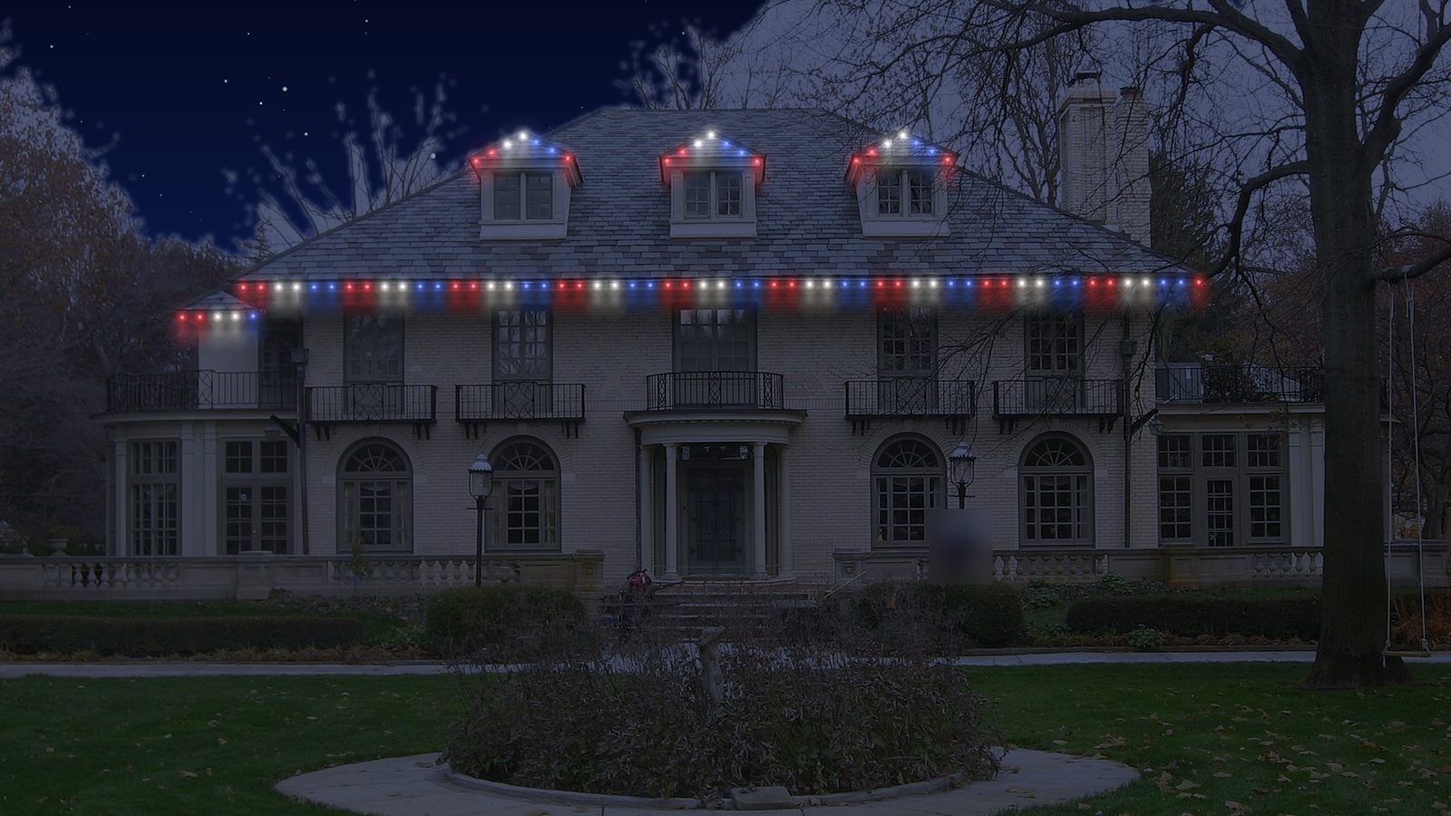 The same home in red, white and blue.